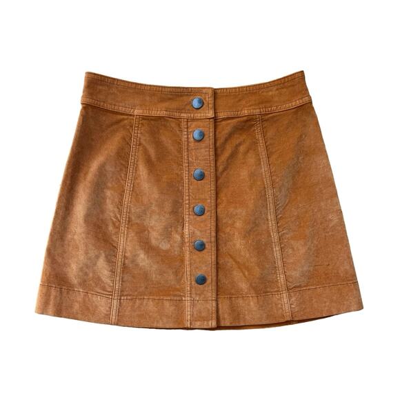 Madewell Button Velvet Skirt in Orange Womens Size 0 - Picture 1 of 9